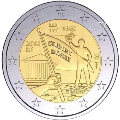 Moneda de 2 Euros Conmemorativos de Bélgica 2018 - Acontecimientos de Mayo de 1968 - Borrador Inicial
