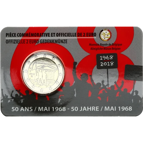 Moneda de 2 Euros Conmemorativos de Bélgica 2018 - Acontecimientos de Mayo de 1968 - Coincard en Francés - Foto 1