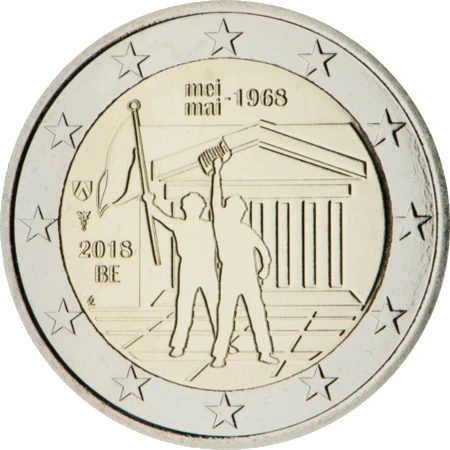 Moneda de 2 Euros Conmemorativos de Bélgica 2018 - Acontecimientos de Mayo de 1968