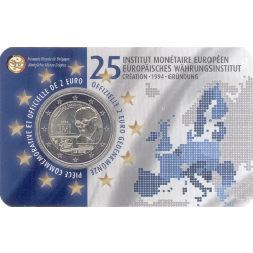 Moneda de 2 Euros Conmemorativos de Bélgica 2019 - Instituto Monetario Europeo - Coincard en Francés - Foto 1