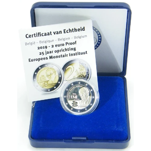 Moneda de 2 Euros Conmemorativos de Bélgica 2019 - Instituto Monetario Europeo - Estuche Proof - Foto 1