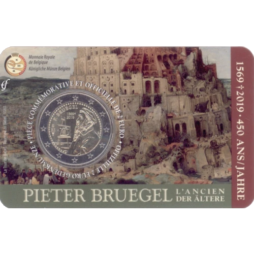 Moneda de 2 Euros Conmemorativos de Bélgica 2019 - Pieter Bruegel el Viejo - Coincard en Francés - Foto 1