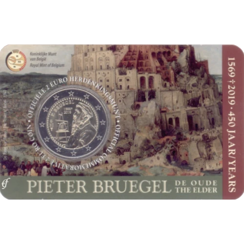 Moneda de 2 Euros Conmemorativos de Bélgica 2019 - Pieter Bruegel el Viejo - Coincard en Neerlandés - Foto 1