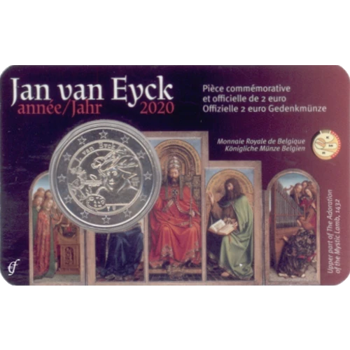 Moneda de 2 Euros Conmemorativos de Bélgica 2020 - Jan Van Eyck - Coincard en Francés - Foto 1