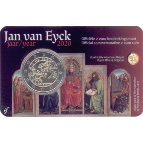 Moneda de 2 Euros Conmemorativos de Bélgica 2020 - Jan Van Eyck - Coincard en Neerlandés - Foto 1