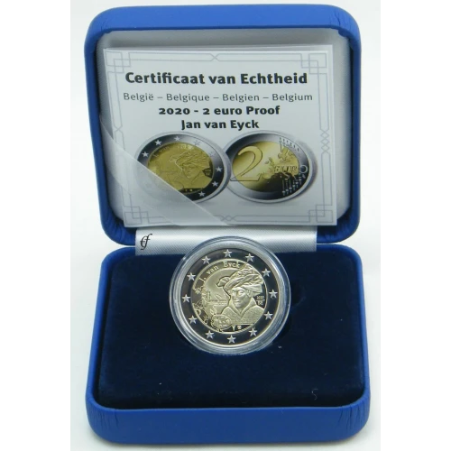 Moneda de 2 Euros Conmemorativos de Bélgica 2020 - Jan Van Eyck - Estuche Proof - Foto 1