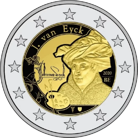 Moneda de 2 Euros Conmemorativos de Bélgica 2020 - Jan Van Eyck