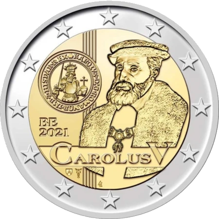 Moneda de 2 Euros Conmemorativos de Bélgica 2021 - Segunda Serie de Monedas de Carlos V