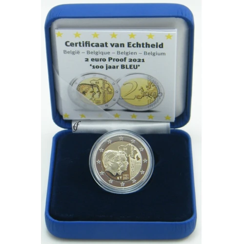 Moneda de 2 Euros Conmemorativos de Bélgica 2021 - Unión Económica Belgo-Luxemburguesa - Estuche Proof - Foto 1