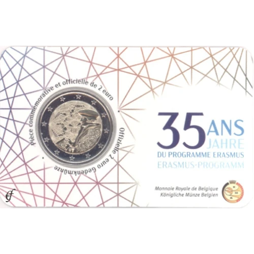 Moneda de 2 Euros Conmemorativos de Bélgica 2022 - 35 Aniversario del Programa Erasmus - Coincard en Francés - Foto 1