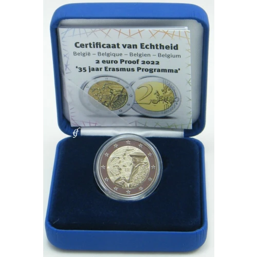 Moneda de 2 Euros Conmemorativos de Bélgica 2022 - 35 Aniversario del Programa Erasmus - Estuche Proof - Foto 1