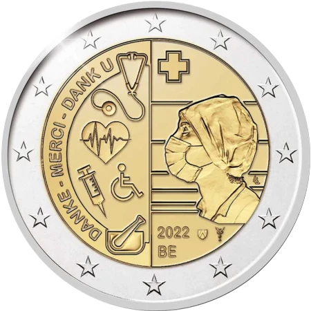 Moneda de 2 Euros Conmemorativos de Bélgica 2022 - Sector Sanitario en la Pandemia