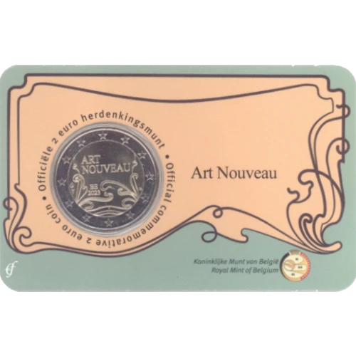 Moneda de 2 Euros Conmemorativos de Bélgica 2023 - Art Nouveau - Coincard en Neerlandés - Foto 1