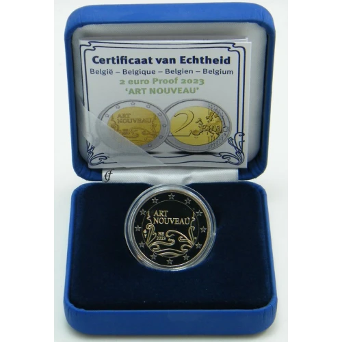 Moneda de 2 Euros Conmemorativos de Bélgica 2023 - Art Nouveau - Estuche Proof - Foto 1
