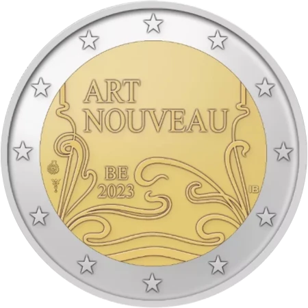 Moneda de 2 Euros Conmemorativos de Bélgica 2023 - Art Nouveau