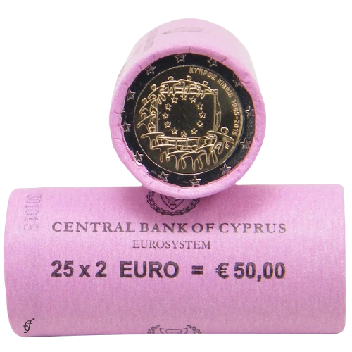 Moneda de 2 Euros Conmemorativos de Chipre 2015 - 30 Aniversario de la Bandera de la Unión Europea - Rollo - Foto 1