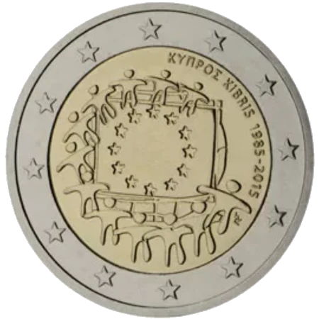 Moneda de 2 Euros Conmemorativos de Chipre 2015 - 30 Aniversario de la Bandera de la Unión Europea
