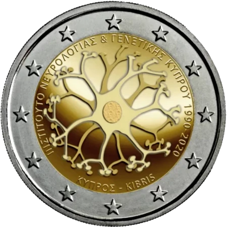 Moneda de 2 Euros Conmemorativos de Chipre 2020 - Instituto de Neurología y Génetica