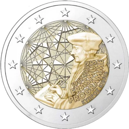 Moneda de 2 Euros Conmemorativos de Chipre 2022 - 35 Aniversario del Programa Erasmus
