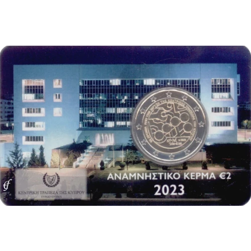 Moneda de 2 Euros Conmemorativos de Chipre 2023 - 60 Aniversario del Banco Central de Chipre - Coincard - Foto 1