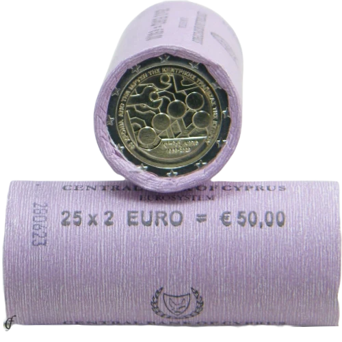 Moneda de 2 Euros Conmemorativos de Chipre 2023 - 60 Aniversario del Banco Central de Chipre - Rollo - Foto 1