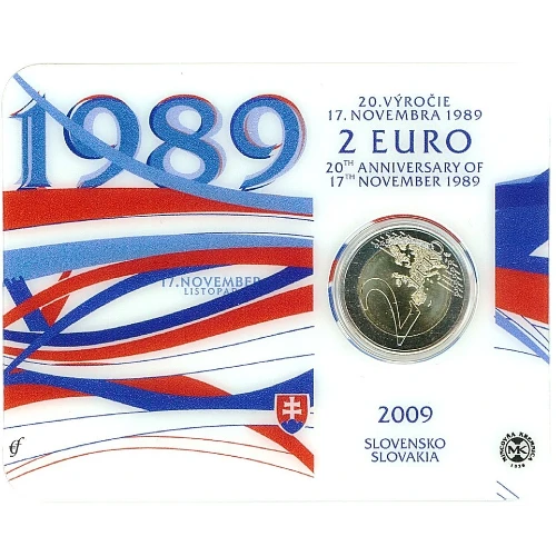 Moneda de 2 Euros Conmemorativos de Eslovaquia 2009 - 17 de Noviembre de 1989 - Coincard - Foto 1