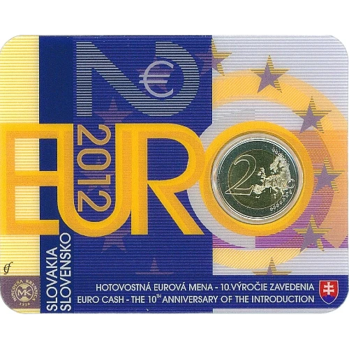 Moneda de 2 Euros Conmemorativos de Eslovaquia 2012 - 10 Aniversario de las Monedas y Billetes de Euro - Coincard - Foto 1
