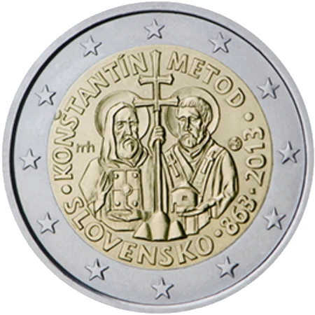 Moneda de 2 Euros Conmemorativos de Eslovaquia 2013 - Misión de Constantino y Metodio a la Gran Moravia