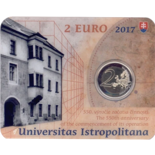 Moneda de 2 Euros Conmemorativos de Eslovaquia 2017 - Universidad Istropolitana - Coincard - Foto 1