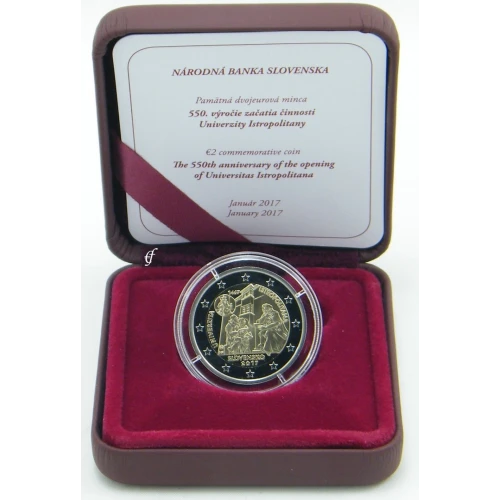 Moneda de 2 Euros Conmemorativos de Eslovaquia 2017 - Universidad Istropolitana - Estuche Proof - Foto 1