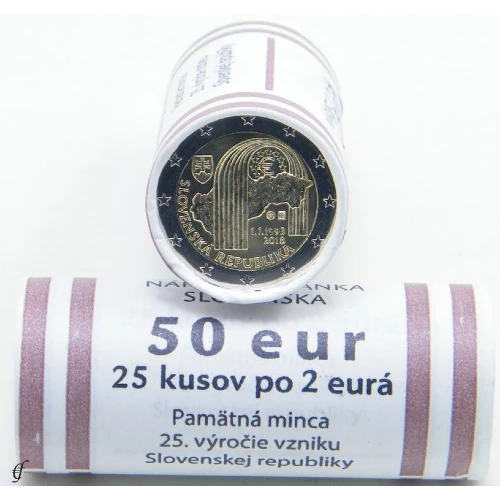Moneda de 2 Euros Conmemorativos de Eslovaquia 2018 - 25 Aniversario del Establecimiento de la República Eslovaca - Rollo - Foto 1