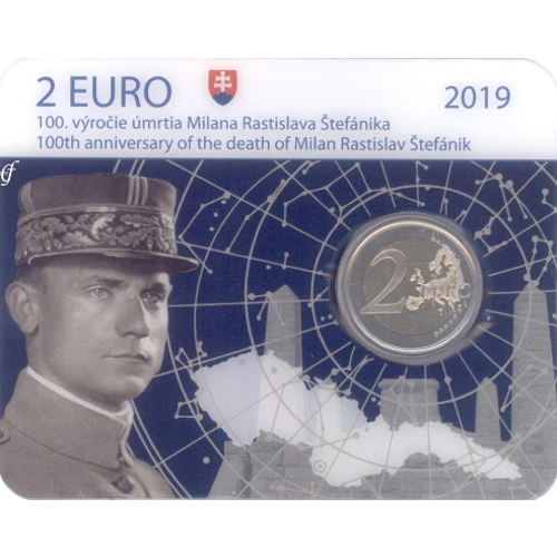 Moneda de 2 Euros Conmemorativos de Eslovaquia 2019 - Milan Rastislav Štefánik - Coincard - Foto 1