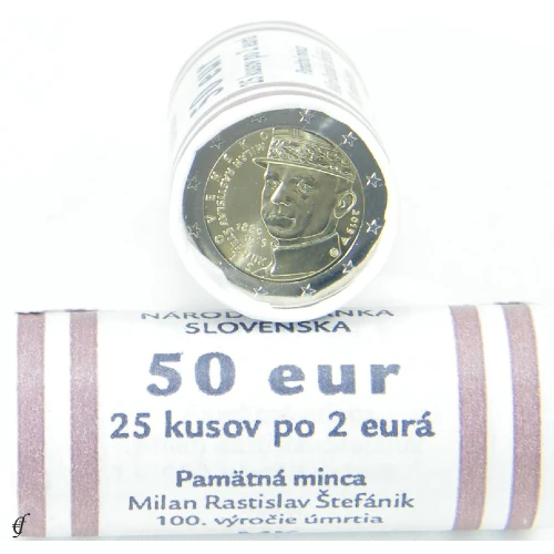 Moneda de 2 Euros Conmemorativos de Eslovaquia 2019 - Milan Rastislav Štefánik - Rollo - Foto 1