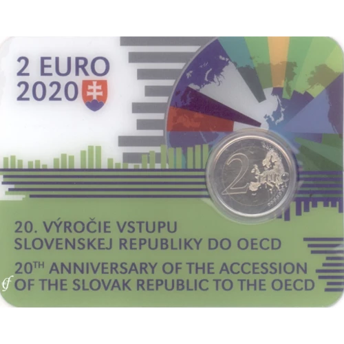 Moneda de 2 Euros Conmemorativos de Eslovaquia 2020 - 20 Aniversario de la Adhesión de Eslovaquia a la OECD - Coincard - Foto 1