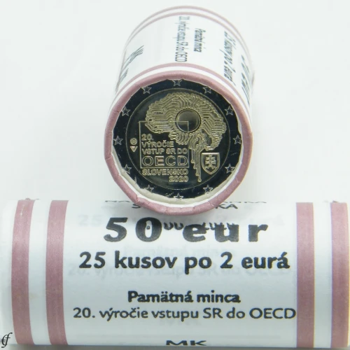 Moneda de 2 Euros Conmemorativos de Eslovaquia 2020 - 20 Aniversario de la Adhesión de Eslovaquia a la OECD - Rollo - Foto 1