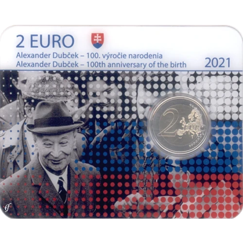 Moneda de 2 Euros Conmemorativos de Eslovaquia 2021 - Alexander Dubček - Coincard - Foto 1