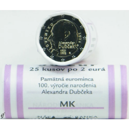 Moneda de 2 Euros Conmemorativos de Eslovaquia 2021 - Alexander Dubček - Rollo - Foto 1