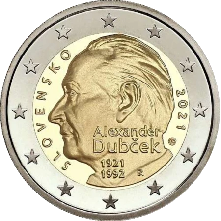 Moneda de 2 Euros Conmemorativos de Eslovaquia 2021 - Alexander Dubček