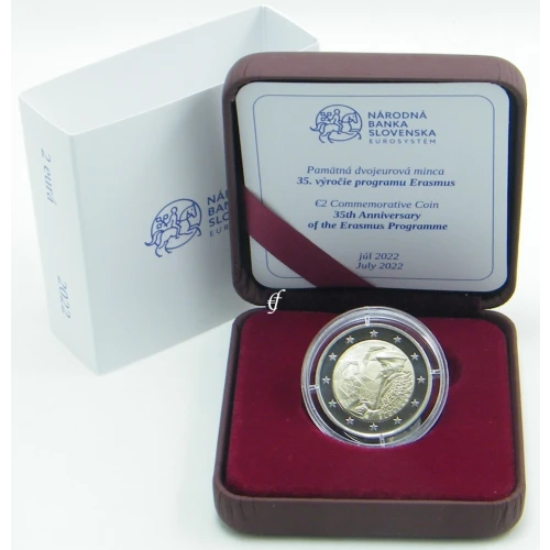 Moneda de 2 Euros Conmemorativos de Eslovaquia 2022 - 35 Aniversario del Programa Erasmus - Estuche Proof - Foto 1