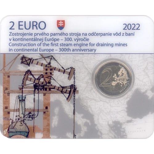 Moneda de 2 Euros Conmemorativos de Eslovaquia 2022 - Primera Máquina de Vapor Atmosférico en la Europa Continental - Coincard - Foto 1