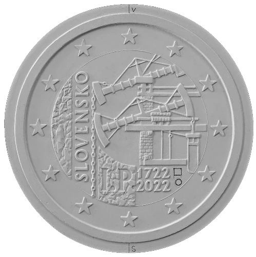 Moneda de 2 Euros Conmemorativos de Eslovaquia 2022 - Primera Máquina de Vapor Atmosférico en la Europa Continental - Segunda Posición Concurso