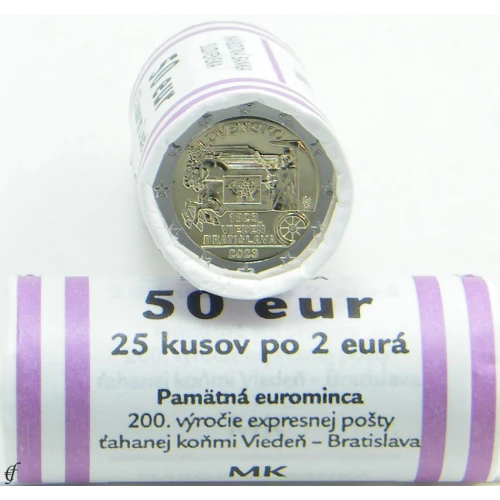 Moneda de 2 Euros Conmemorativos de Eslovaquia 2023 - Línea de Correo Regular a Caballo Viena-Bratislava - Rollo - Foto 1
