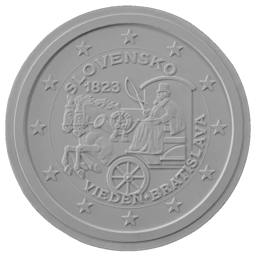 Moneda de 2 Euros Conmemorativos de Eslovaquia 2023 - Línea de Correo Regular a Caballo Viena-Bratislava - Segunda Posición Concurso