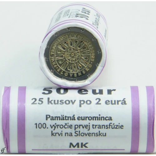 Moneda de 2 Euros Conmemorativos de Eslovaquia 2023 - Primera Transfusión de Sangre en Eslovaquia - Rollo - Foto 1