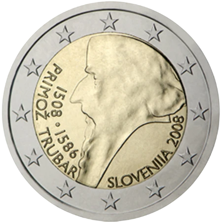 Moneda de 2 Euros Conmemorativos de Eslovenia 2008 - Primoz Trubar