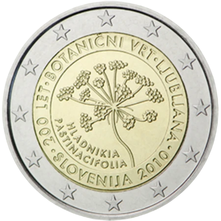Moneda de 2 Euros Conmemorativos de Eslovenia 2010 - Jardón Botánico de Liubliana