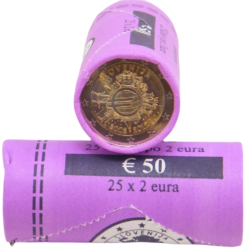 Moneda de 2 Euros Conmemorativos de Eslovenia 2012 - 10 Aniversario de las Monedas y Billetes de Euro - Rollo - Foto 1