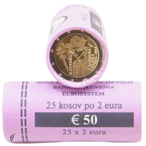 Moneda de 2 Euros Conmemorativos de Eslovenia 2014 - Bárbara de Celje - Rollo - Foto 1
