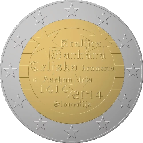 Moneda de 2 Euros Conmemorativos de Eslovenia 2014 - Bárbara de Celje - Tercera Posición Concurso