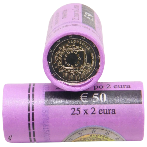 Moneda de 2 Euros Conmemorativos de Eslovenia 2015 - 30 Aniversario de la Bandera de la Unión Europea - Rollo - Foto 1